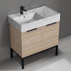 Modern Bathroom Vanity, 32 inch, Marble Style Sink, Free Standing